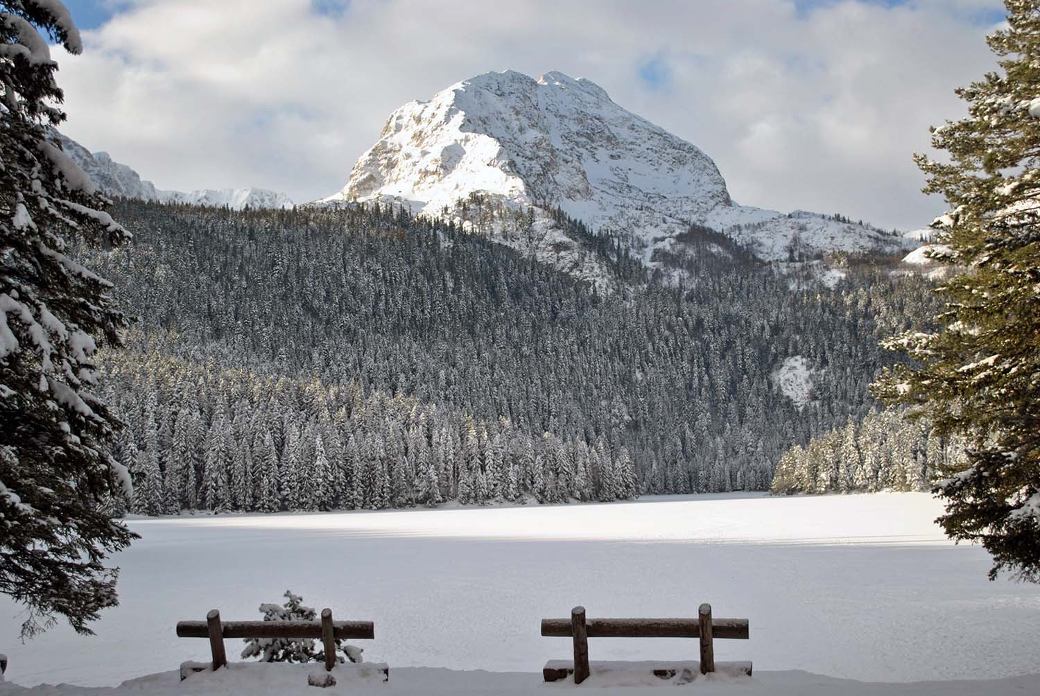 view at frozen black lake Photo by konikaori from FreeImages