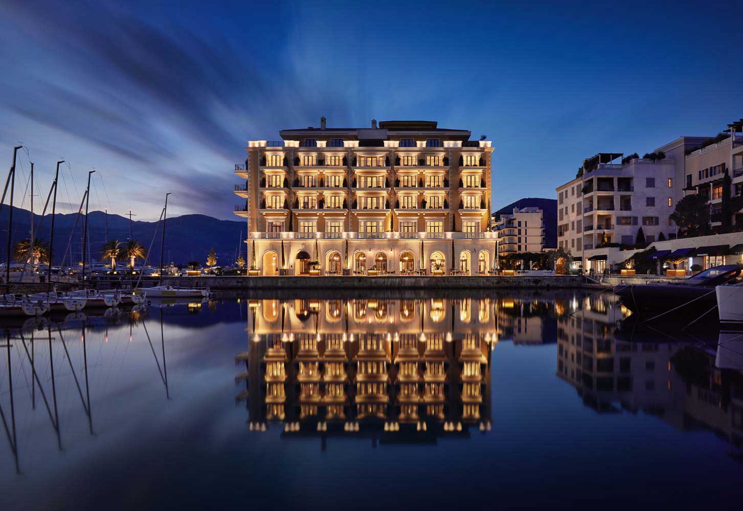 Regent Porto Montenegro at night copy